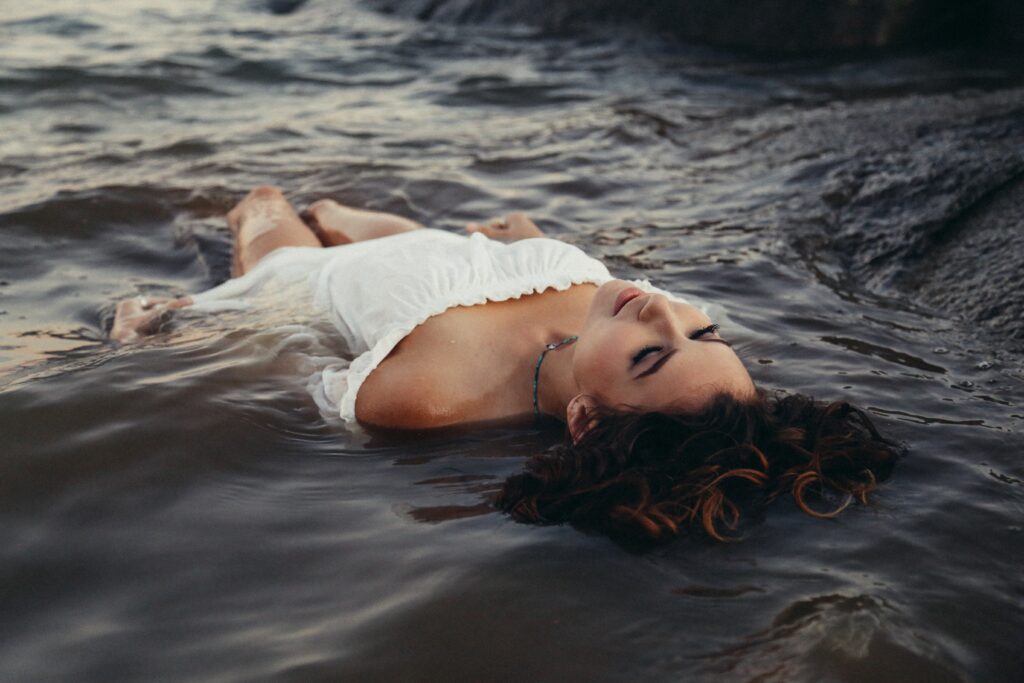 woman floating in water